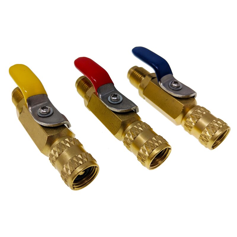 Kugelventil kurz 3er Set 1/4 SAEm 1/4 SAEf / R407c, 39,00