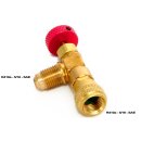 Absperrventil 5/16 SAE-m  5/16 SAE-f  R410a / R32  rot